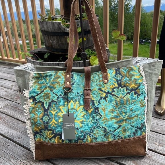 Myra Bag Bags New Turquoise Resort Xl Myra Bag Canvas Rug Leather